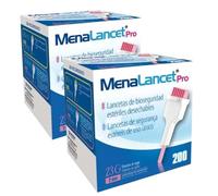 Lancetas Glucosa de Seguridad Menalancet PRO 23G 200 Uds. Lancetas Desechables. Lancetas con Aguja de Acero Inoxidable. Lancetas Esteriles. Agujas Insulina (2 Paquetes, 23G)