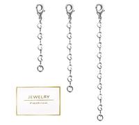 LANCHARMED 3 Piezas de Conectores de Extensiones de Collar, Broche de Langosta Chapado en Oro Blanco, Collar de eslabones de corazón, Pulsera, Tobillera, extensión para Hacer Joyas, 1 2 3 Pulgadas