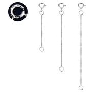 LANCHARMED Pack de 3 Cadenas Extensibles de Plata de Ley 925 para Mujer, Oro Plata Extensores de Cadena para alargar Tus Collares y Pulseras (7-plata)