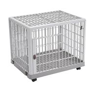 Lanco - Jaula para Mascotas Perro y Gato Premium. De plastico: Resistente y Lavable sin corrosión. con Puerta, Tapa Superior y 4 Ruedas para Mover facilmente. Medidas: 65 x 50 x 56 cm. Color Blanco