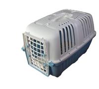 Lanco - Transportín para Gato Perro Pequeño. Portatil y Transpirable de Plástico. Mascotas Perros Gatos. Material Resisitente. 47x31x32cm. Color Blanco y Azul.