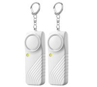 Lancoon 2 Paquete Seguro Sonido Alarmas Personales 130dB Fuerte Auto Defensa Emergencia Seguridad con Linterna LED Al Aire Libre para Mujeres Niños Ancianos Hombres Portátil Blanco