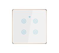 Lancoon Interruptor de luz Inteligente a Prueba de Agua con Marco de Aluminio Dorado Soporte de Control de Voz Remoto inalámbrico Adecuado para el Dormitorio del Hotel de Oficina(4 Unidad)