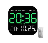 Lancoon LED Reloj Digital de Pared con Brillo Ajustable Temperatura Fecha Cuenta Atrás Mando a Distancia 12/24 Horas ℃/℉ Sobremesa Colgante para Dormitorio Salón