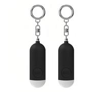 Lancoon Pack de 2 alarmas personales de 130 dB ruidoso con luz de emergencia LED, aviso de batería débil, llavero portátil, recargable, alarma de seguridad para mujeres, niños, personas mayores, negro