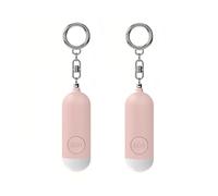 Lancoon Pack de 2 alarmas personales de 130 dB según recargables, aviso de batería débil, alarma de seguridad ruidosa con luz de emergencia LED, llavero para mujeres, niños, personas mayores,