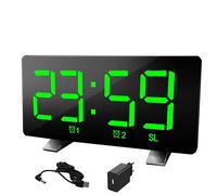Lancoon Radio despertador para mesita de noche, despertador digital, pantalla grande, repetición, doble ajuste de alarma, regulador de volumen ajustable, incluye adaptador
