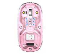 Lancoon Ratón Inalámbrico Transparente con 2.4G Botón Mute Luz Azul Fría 3 dpi Ajustable Sensor Óptico Recargable Diseño Magnetismo Cubierta para Ordenador Home