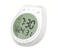 Lancoon Reloj de Ducha Digital Impermeable, Decoración de Pared de Cocina, Visualización de Fecha y Día de Temperatura, Interruptor de F/C, Temporizador de Cuenta Atrás, Ganchos de Ventosa para Baño