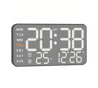 Lancoon Reloj de Pared LED Electrónico con Temperatura ℃/℉ Interruptor Fecha Semana Metal Cepillado 5 Niveles de Ajuste de Brillo 2 Ajustes de Alarma Snooze para Sala de Estar Hogar
