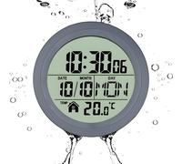 Lancoon Reloj Digital de Ducha con Pantalla LCD, Impermeable Decoración de Pared Silenciosa, Ventosa con 4 Ventosas, Muestra la Hora Temperatura Fecha Día de la Semana para Baño Dormitorio