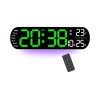 Lancoon Reloj Electrónico LED de Pared con Cuenta Atrás 9 Luz Ambiental Control Remoto Temperatura Fecha 10 Niveles de Ajuste de Brillo para el Hogar Salón Dormitorio