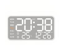 Lancoon Reloj Electrónico LED de Pared con Temperatura ℃/℉ Interruptor Metal Cepillado 5 Niveles de Ajuste de Brillo Fecha Semana 2 Ajustes de Alarma Snooze para Sala de Estar Casa