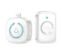 Lancoon Timbre Inalámbrico USB Enchufe 150m/490ft Transmisión Impermeable Mini Botón 60 Timbres 5 Ajustes de Volumen para Casa Ancianos Cuidado de Niños