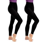 Lancry 2 pares de medias sin pies para mujeres y niñas, 60 denier, opacas, suaves, negras, sin pies, medias de ballet, Negro, 4XL