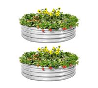 Land Guard - Kit de 2 jardineras elevadas galvanizadas, redondas, para hortalizas y verduras, para exteriores