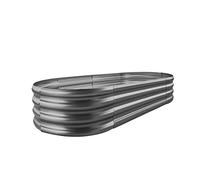 Land Guard Kit de Cama de jardín elevada galvanizada, Maceta, Cajas de jardín elevadas para Exteriores, ovaladas de Metal Grande para Verduras (Gris)