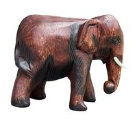 Land of Simple Treasures Estatua de elefante de madera tallada a mano - Elefante de madera tallado de Tailandia - Figura de elefante Feng Shui - Marrón, 5.5 pulgadas