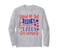 Land of The Free Because My Daddy Is Brave USA 4 de Julio Manga Larga