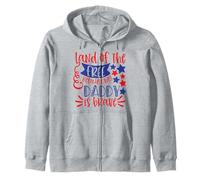 Land of The Free Because My Daddy Is Brave USA 4 de Julio Sudadera con Capucha