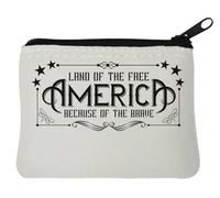 Land of The Free Because of The Brave America - Monedero de neopreno (10 x 11 cm), color blanco, White, Talla única