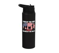 Land Of The Free Because Of The Brave American Flag Stainless Steel Insulated Water Bottle