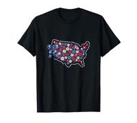 Land Of The Free Floral American Map Ribbon 4 de julio Camiseta