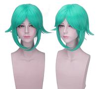 Land of the Lustrous Phosphophyllite Short Green Wig Cosplay Costume Synthetic Hair Perucas High Temperature Fiber