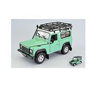 LAND ROVER DEFENDER LIGHT GREEN/WHITE WITH ROOF RACK 1:24 - Welly - Coche de carretera - Die Cast - Modelo a escala