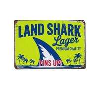 Land Shark Lager Shark Fin Tropical Beach Bar Retro Placa Metálica Vintage Letrero De Lata Resistente Y Duradera Cartel De Metal para Cocina Bar Clube 20X30Cm