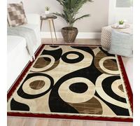LANDERSION 120x150cm Alfombra Lavable salón Perfil bajo círculo área geométrica Alfombra Ultrafina Abstracta Dormitorio moqueta Moderna Antideslizante Mediados Siglo no muda