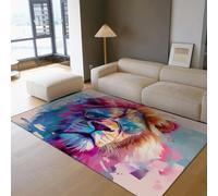 LANDERSION Alfombra 3D Lion 140x200cm Alfombra Rectangular Antideslizante Lavable para decoración del hogar Alfombra de Animales con Estampado de Gafas alfombras para salón y guardería