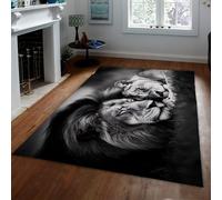 LANDERSION Alfombra área con Estampado Animales en Blanco y Negro Alfombras Antideslizantes para Dormir con Vida Silvestre y león Alfombra Ligera Lavable para Dormitorio Sala Juegos 80x150cm