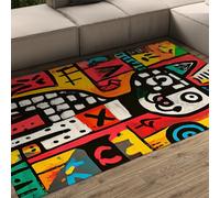 LANDERSION Alfombra Arte Gato Abstracto Colorido Geométrico Animal Boho Alfombras para Sala Estar Alfombra Lavable Suave Pelo bajo para Sala Juegos Estudio 180x240cm