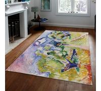 LANDERSION Alfombra Estilo fauvismo Paisaje Natural Rural Decoración Verde para el hogar Alfombra para el Suelo del salón y Dormitorio Alfombras Suave de Pelo bajo para Patio vestíbulo 120x150cm