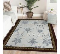 LANDERSION Alfombra Floral Vintage para Dormitorio 100x150cm Alfombras Bohemias Suaves Pelo bajo y Lavables para salón alfombras botánicas clásicas para Estudio en pasillos