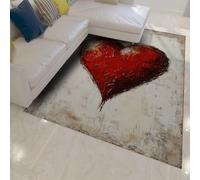 LANDERSION Alfombra Grafiti alfombras Rojas con Estampado en Forma de corazón para Dormitorio moqueta Antideslizante Lavable Retro Chic para salón Pasillo Alfombrillas Interiores 90x180cm