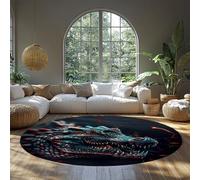 LANDERSION Alfombra Redonda Animales cocodrilo 90cm Alfombras realistas 3D para Interior para la Zona Lanzamiento de Vida Salvaje alfombras Lavables Pelo bajo para la Sala Juegos Dormitorio