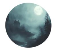 LANDERSION Alfombra Redonda Fantasy Forest 240cm Escena Nocturna de la Selva a la luz de la Luna Alfombras para Dormitorio salón Alfombra Oscura Lavable Suelo de Pelo bajo y decoración del hogar