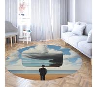 LANDERSION Alfombra Redonda Realidad Virtual fantasía Divertida Alfombras círculo Lavables Antideslizantes Ciencia ficción para Habitaciones Adultos 80cm