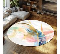 LANDERSION Alfombra Redonda Suave y Lavable Minimalismo Minimalista Alfombra Abstracta Dibujada a Mano para mesilla de Noche Estilo Graffiti alfombras de Acento en el salón 80cm