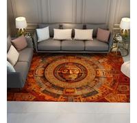 LANDERSION Alfombra Vintage con Textura desgastada 180x300cm Alfombras Rectangular Suave y Lavable con patrón de Piedra Azteca Alfombra Rectangular Suave y Lavable para salón de Granja