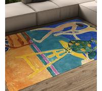 LANDERSION Alfombras abstractas contemporáneas Alfombras para salón Oficina lotos Dorados y Baile clásica Art Decó Alfombra Suave de Pelo bajo 160x220cm