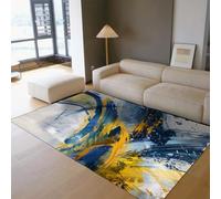 LANDERSION Alfombras abstractas para Dormitorio 100x150cm Alfombra Azul Amarilla para Graffiti Alfombra Moderna Pop Art Alfombra decoración para el hogar Lavable Alfombra Antideslizante Pelo bajo
