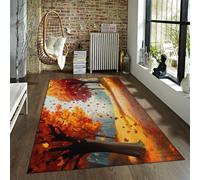 LANDERSION Alfombras área estética Cuento Hadas Camino Bosque Arce otoño Árboles Alfombra Acento Alfombra Rectangular Lavable Antideslizante para el Comedor Dormitorio 160x230cm