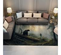 LANDERSION Alfombras área Vida Silvestre del país Alfombra rústica Koala del Bosque brumoso Alfombra Lavable Antideslizante Pelo bajo esponjosa para Dormitorio Granja 150x210cm