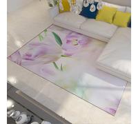 LANDERSION Alfombras Florales Modernas Elegante Alfombra tulipán púrpura Gran tamaño para el Dormitorio Alfombra Suave y cómoda Pelo bajo para la Cocina Debajo Mesa 140x200cm