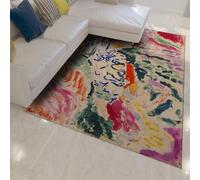 LANDERSION Alfombras Lavables para salón 160x200cm Alfombra Grande para Comedor Dormitorio bajo la Mesa Pinceladas abstractas Estilo fauvismo moqueta Suave de Pelo bajo