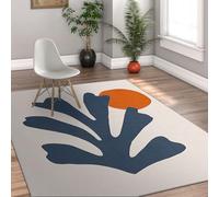 LANDERSION Alfombras Minimalistas Modernas para Sala Estar Alfombra patrón geométrico Azul Naranja Abstracto Alfombra Antideslizante Lavable para Aula guardería 160x230cm