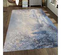 LANDERSION Alfombras para la Escena de Nieve Invernal para salón Antideslizantes Lavables en casa de Campo Zona de cabaña Alfombra para Dormitorio Comedor Interior decoración del salón 160x230cm